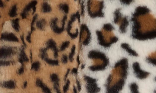 International Designer Leopard Print Faux Fur Bomber Jacket In Brown