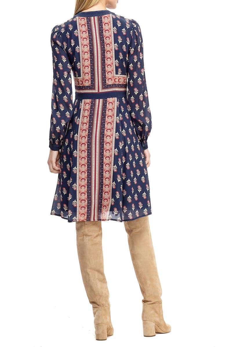 Gal Meets Glam Collection Print Button Front Long Sleeve Dress, Alternate, color,