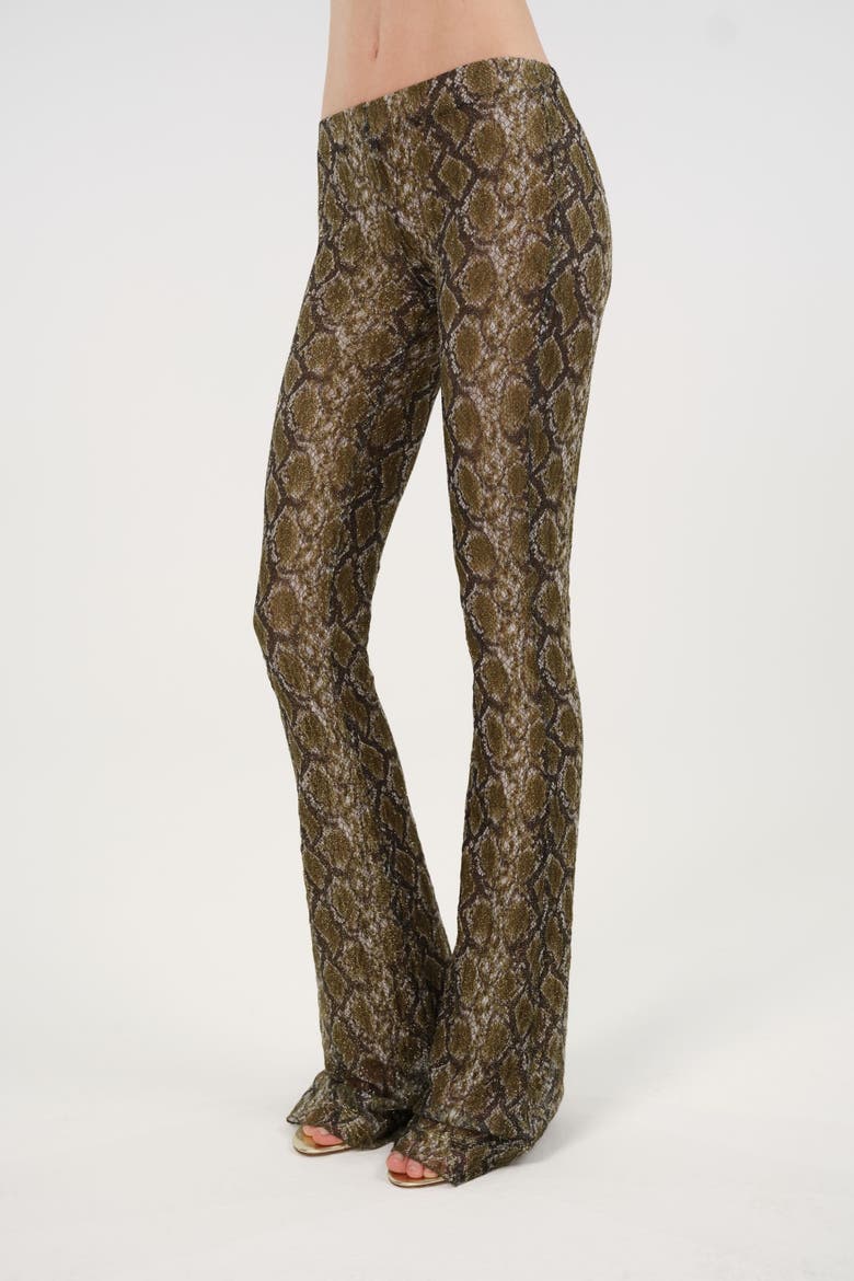 Snake Print Low Rise Flare Trousers, Alternate, color, Multi-Colored