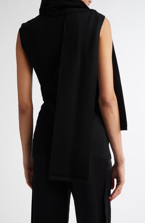 Totême Toteme Draped Scarf Sleeveless Merino Wool Blend Rib Sweater In Black
