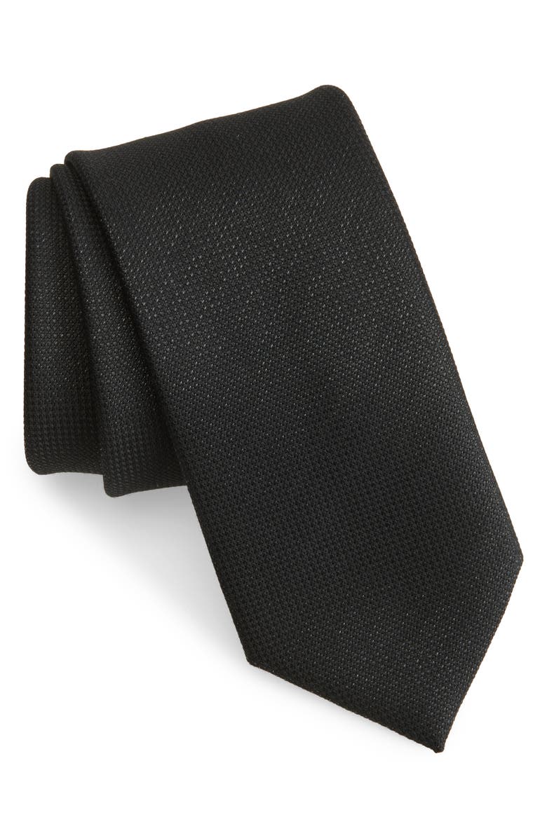 BOSS Solid Wood Blend Tie, Main, color, Black