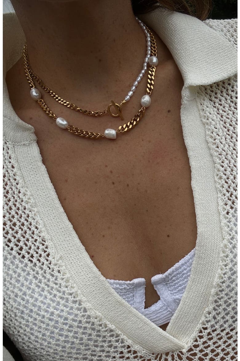 Freshwater Pearl Station Necklace, Alternate, color, WHITE