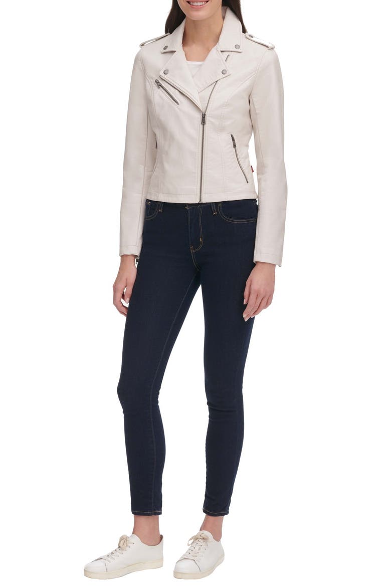 Levi's® Faux Leather Moto Jacket, Main, color, OYSTER