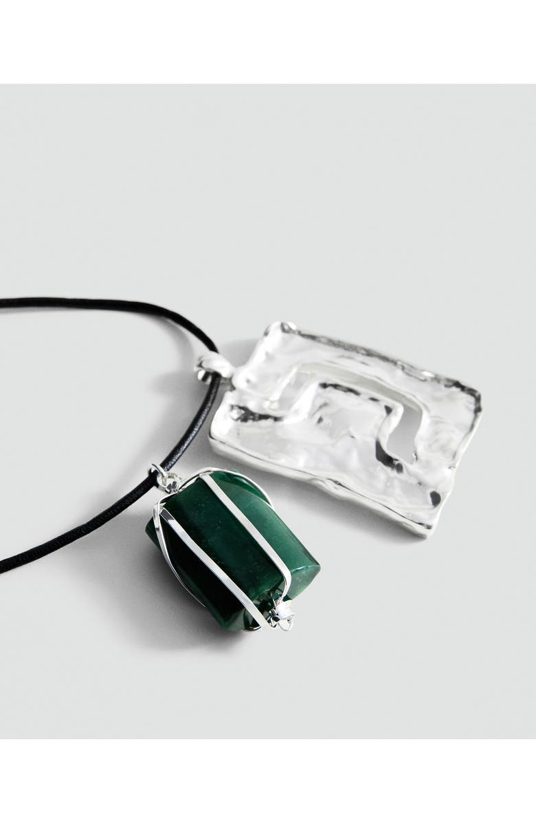 MANGO Stone Charm Cord Pendant Necklace, Alternate, color, Silver