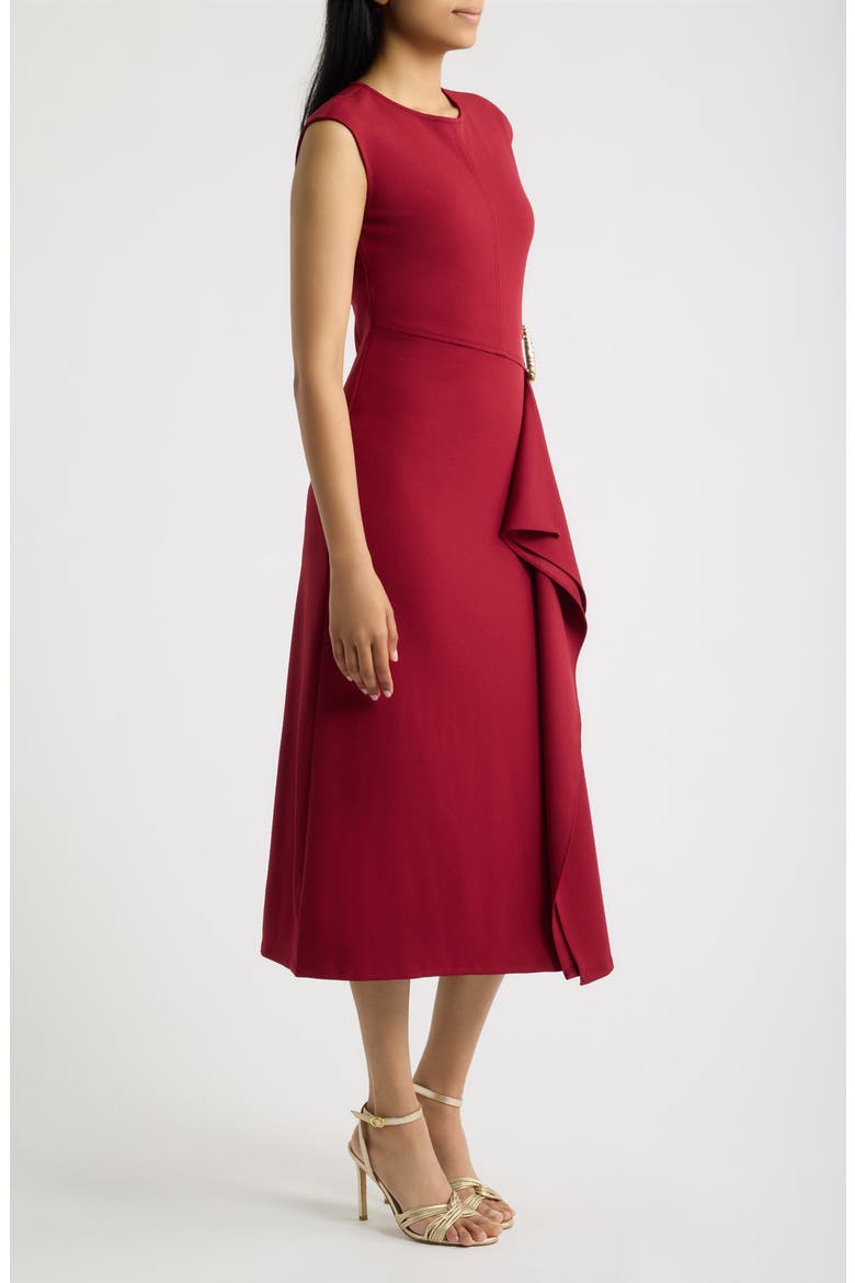 Hardware Accent Midi Dress, Alternate, color, NEW BURGANDY