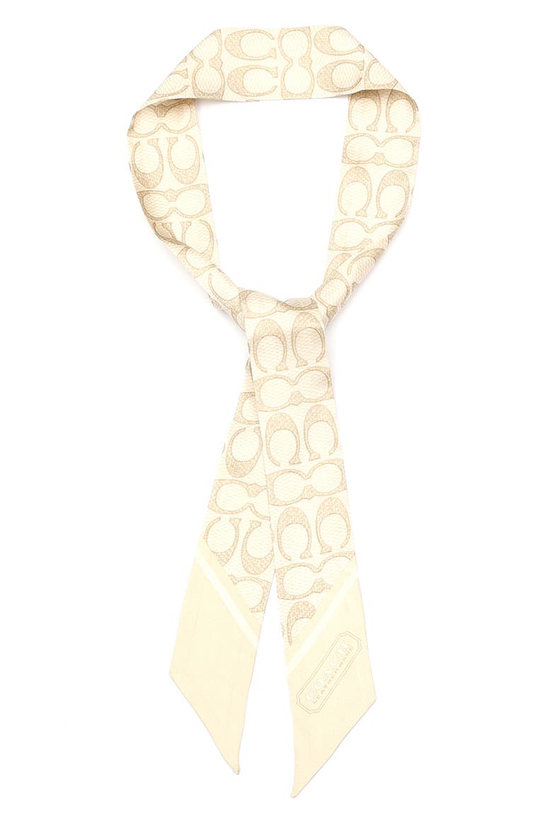 Textured Signature Logo Silk Scarf, Main, color, CHALK