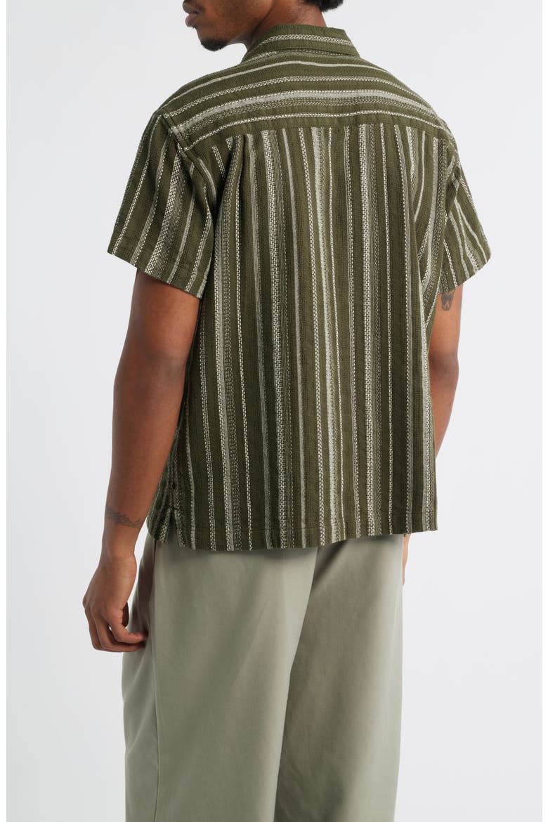 Hugh Stripe Camp Shirt, Alternate, color, DARK SAGE MULTI