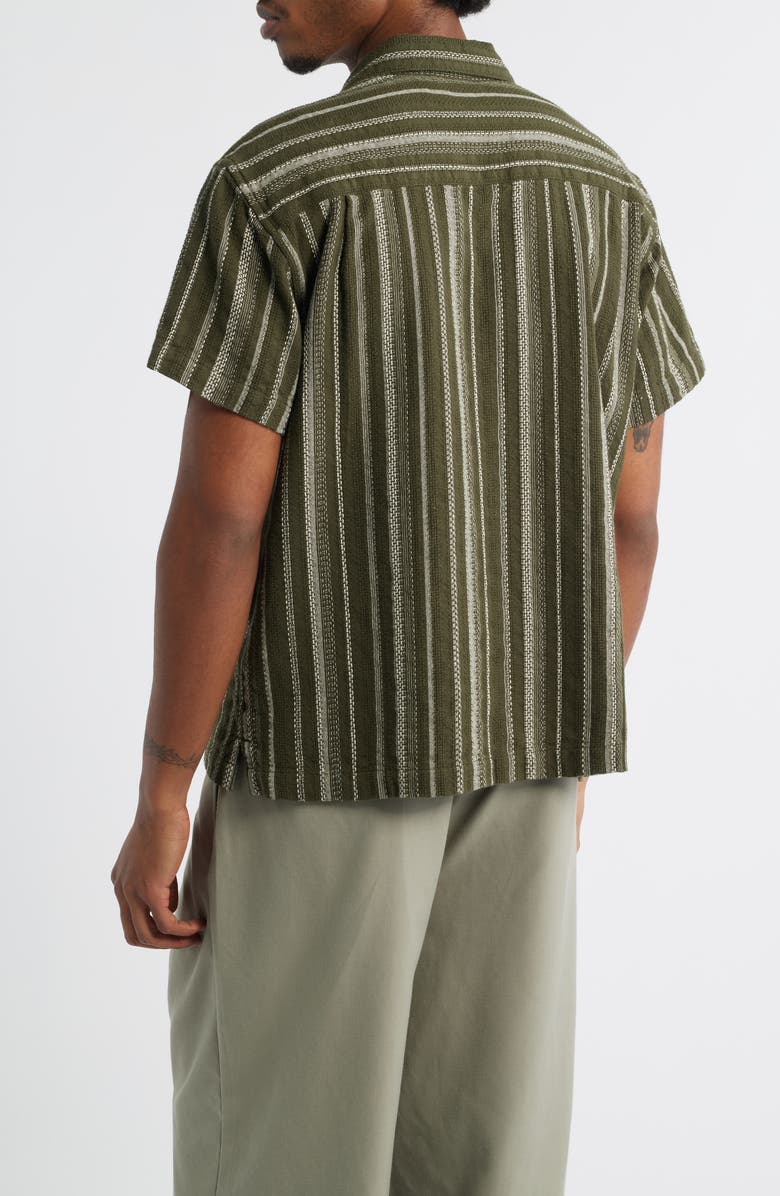 Obey Hugh Stripe Camp Shirt, Alternate, color, Dark Sage Multi