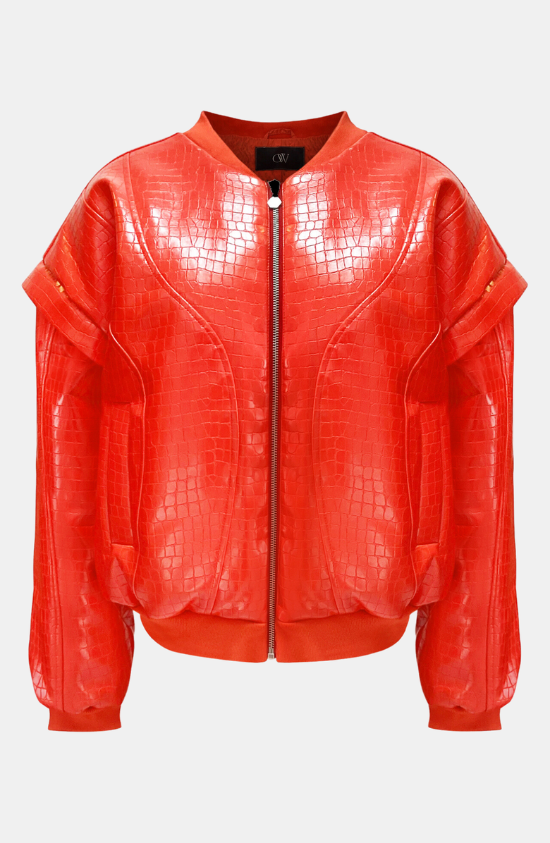 OW Collection VALENCIA Croc Bomber Jacket, Alternate, color,
