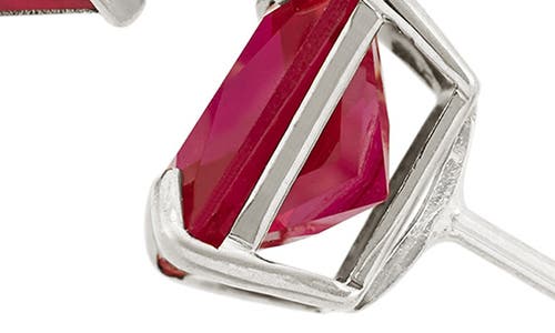 Fuzion Creations Princess Cut Stud Earrings In Ruby