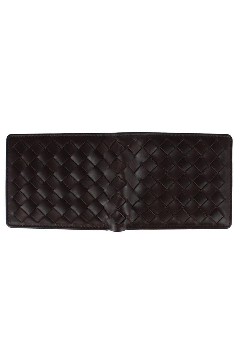 Lazzaro Lattice Weave Leather Bi-Fold Wallet, Alternate, color, Dark Brown