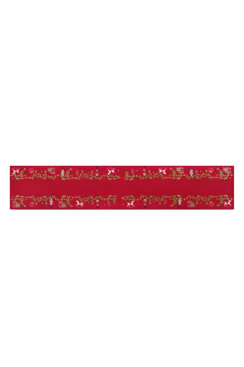Keepsake Ornaments Velvet Embroidered Table Runner, Red - 14"W x 72"L, Main, color, Red