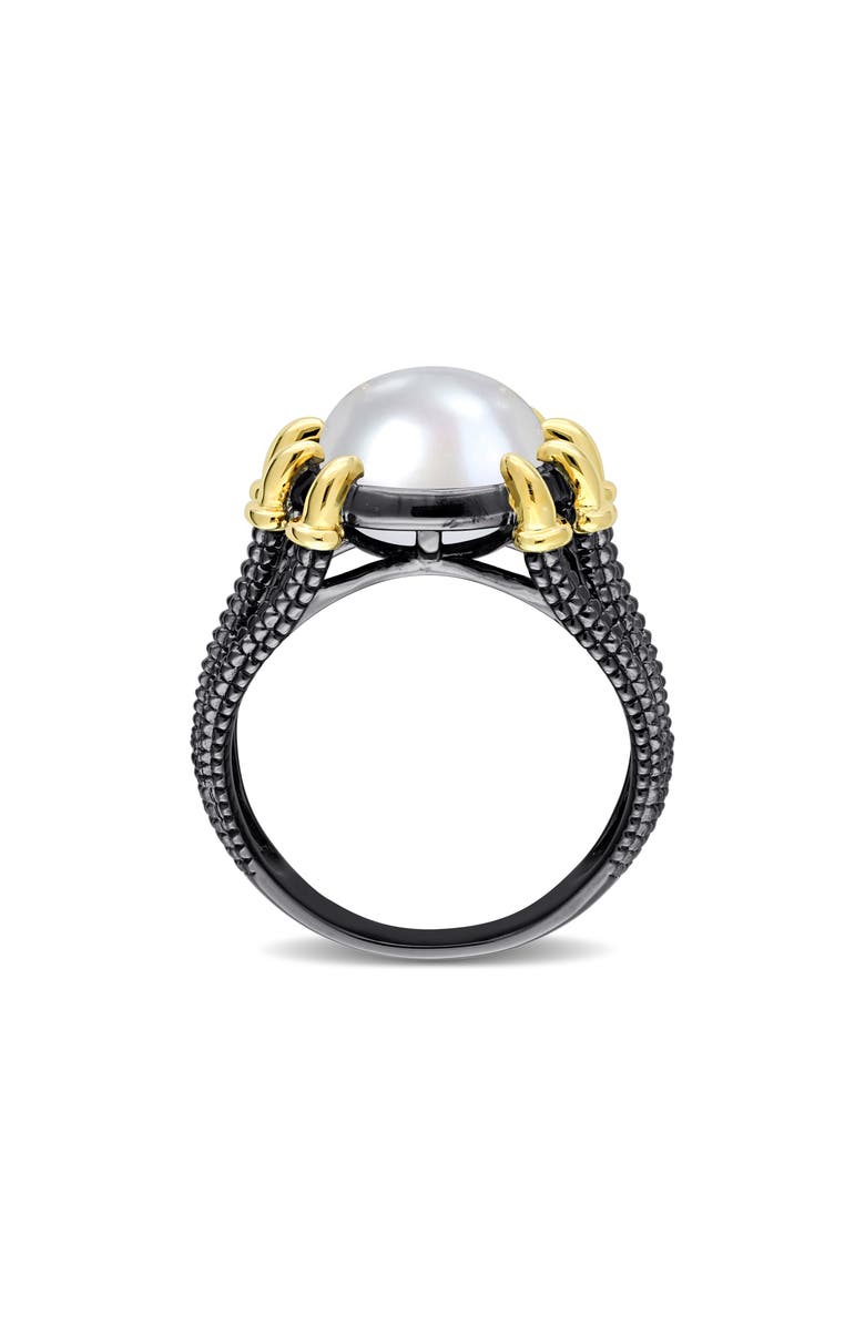 DELMAR Men's Cultured Pearl Two-Tone Ring, Alternate, color, White