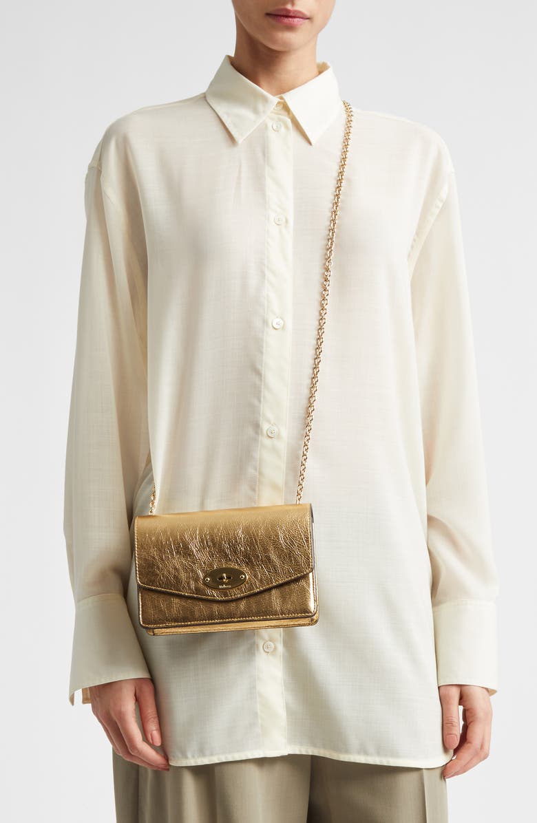 Mulberry Small Darley Crinkled Leather Crossbody Bag, Alternate, color, Somerset Gold