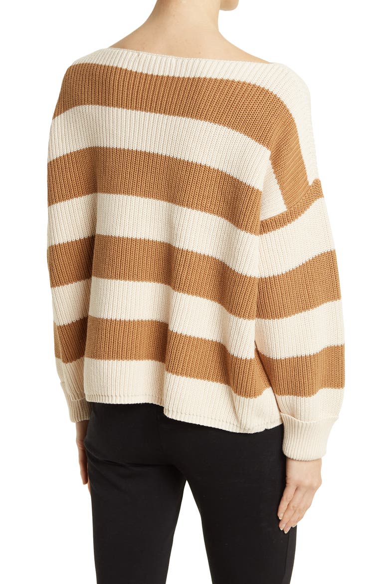 Mozart Stripe Sweater, Alternate, color, CAMEL/ CREAM