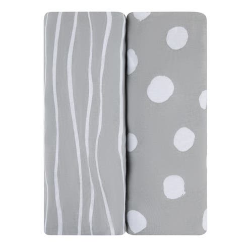 ZZDNU Crib Sheet Set Baby Fitted Crib Sheet Set 2 Pack in Grey & White Abstract  product