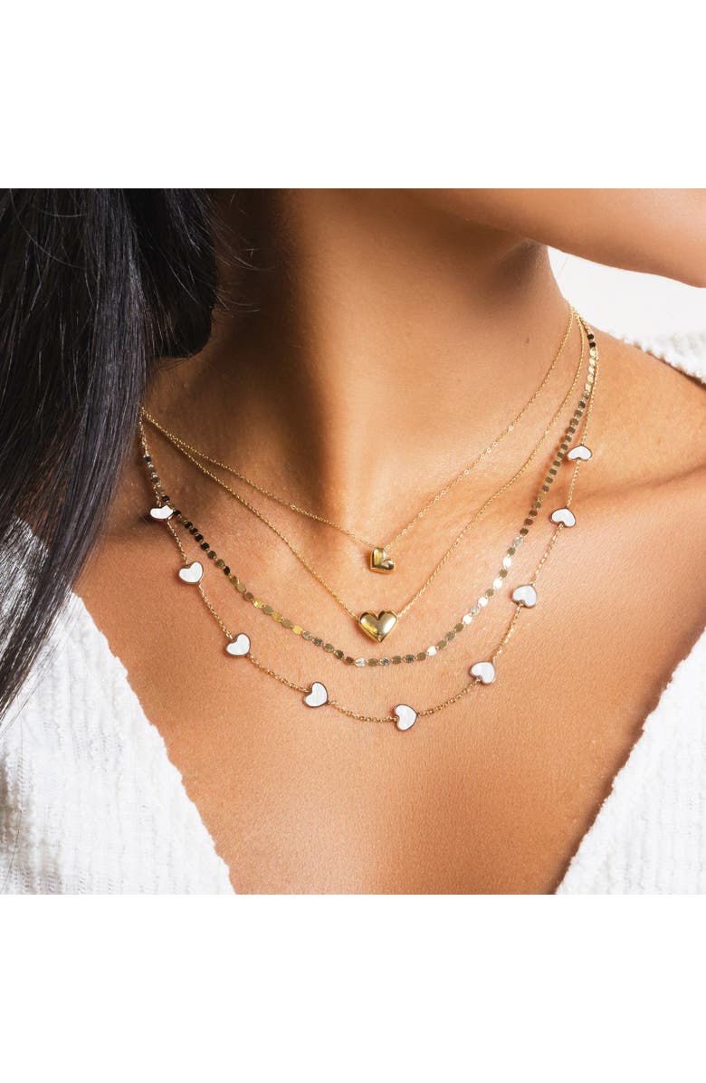 The Lovery Fine Jewelry Mother of Pearl Heart Station Necklace, Alternate, color, Mother Of Pearl