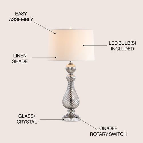 Jonathan Y Murano 32" Swirled Crystal/glass Led Table Lamp, Gray In Gray
