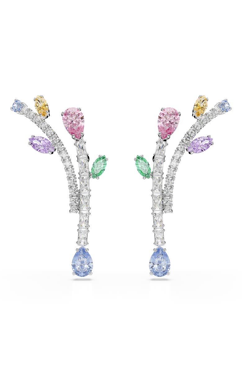 Swarovski x Ariana Grande Multicolor Crystal Drop Earrings, Alternate, color, Silver/ Multi