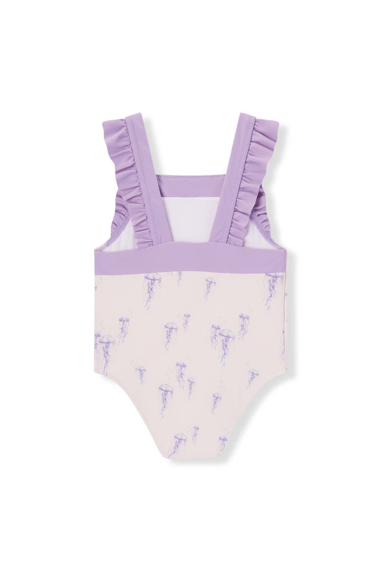 Ruffle Square Neck Swimsuit, Alternate, color, Sunset Jellyfish