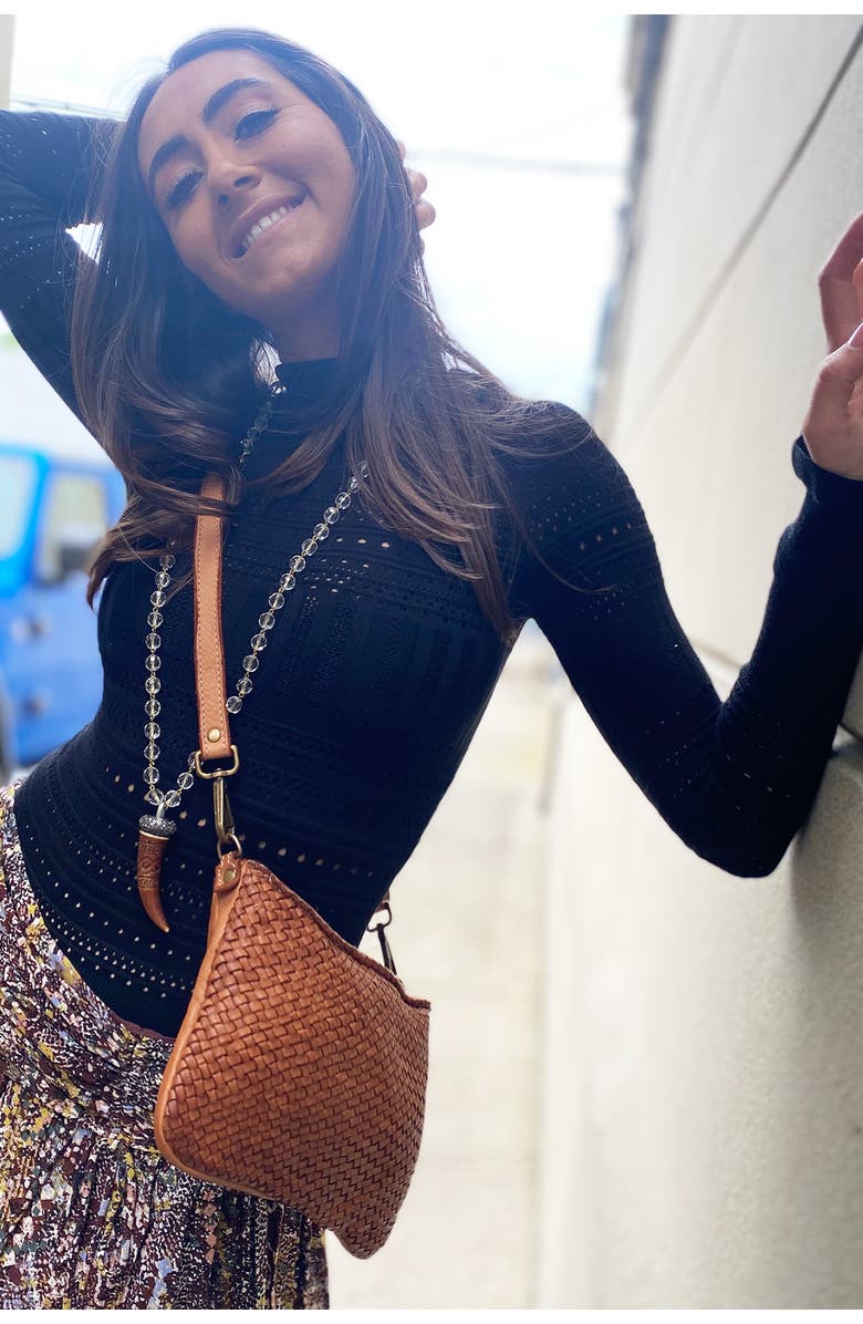 Bolsa Nova Laura Woven Crossbody, Alternate, color, Cognac