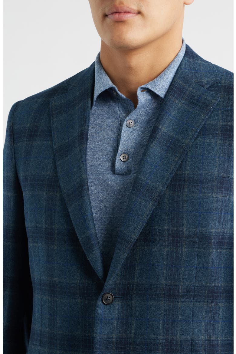 Siena Regular Fit Windowpane Check Brushed Wool Sport Coat, Alternate, color, GREEN