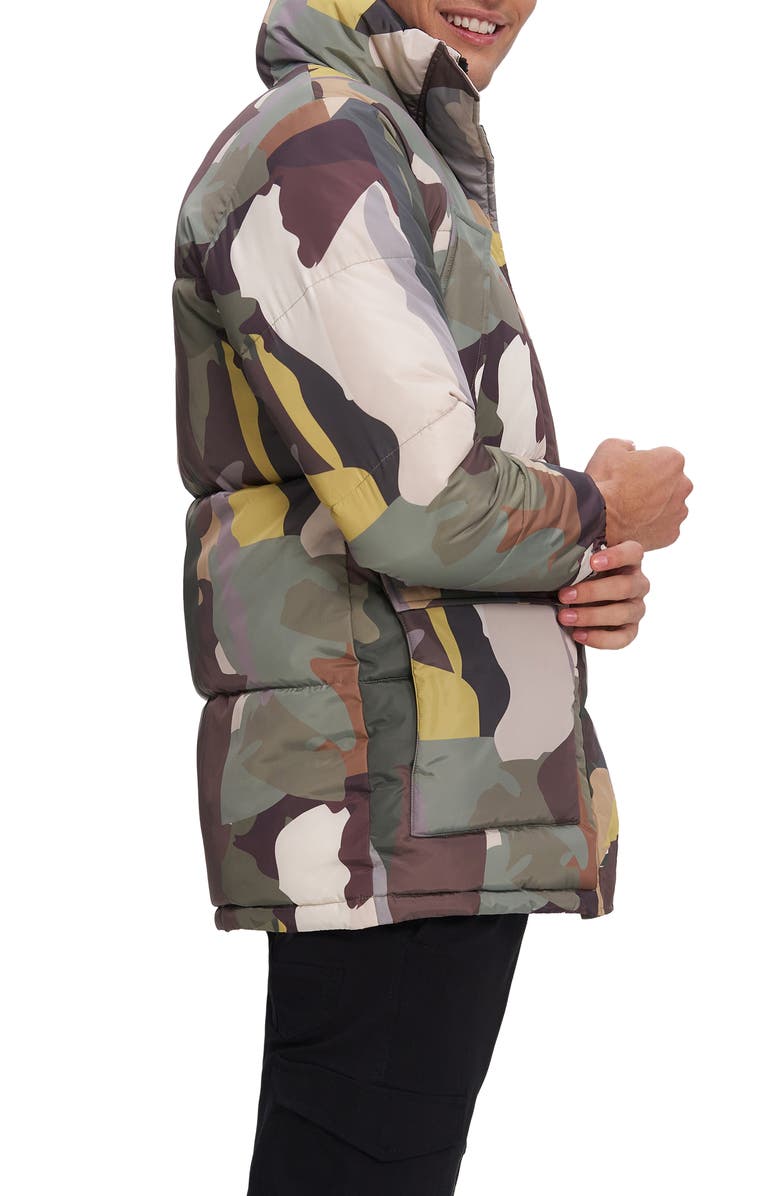 Noize Tamar Camo Print Puffer Jacket, Alternate, color, Khaki Camo