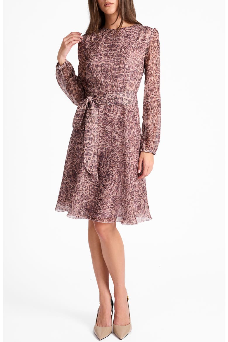 Rovela Long Sleeve Fit and Flare Dress, Alternate, color, DUSTY LILAC MULTI