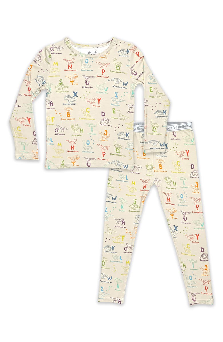 Bellabu Bear Kids' Dino ABCs Fitted Two-Piece Pajamas, Main, color, 
