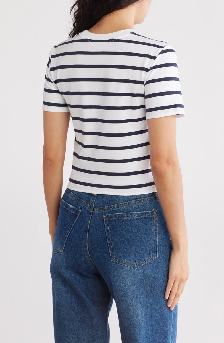 French Connection Rallie Stripe Crewneck Crop T-Shirt, Alternate, color, Summer White- Stripe