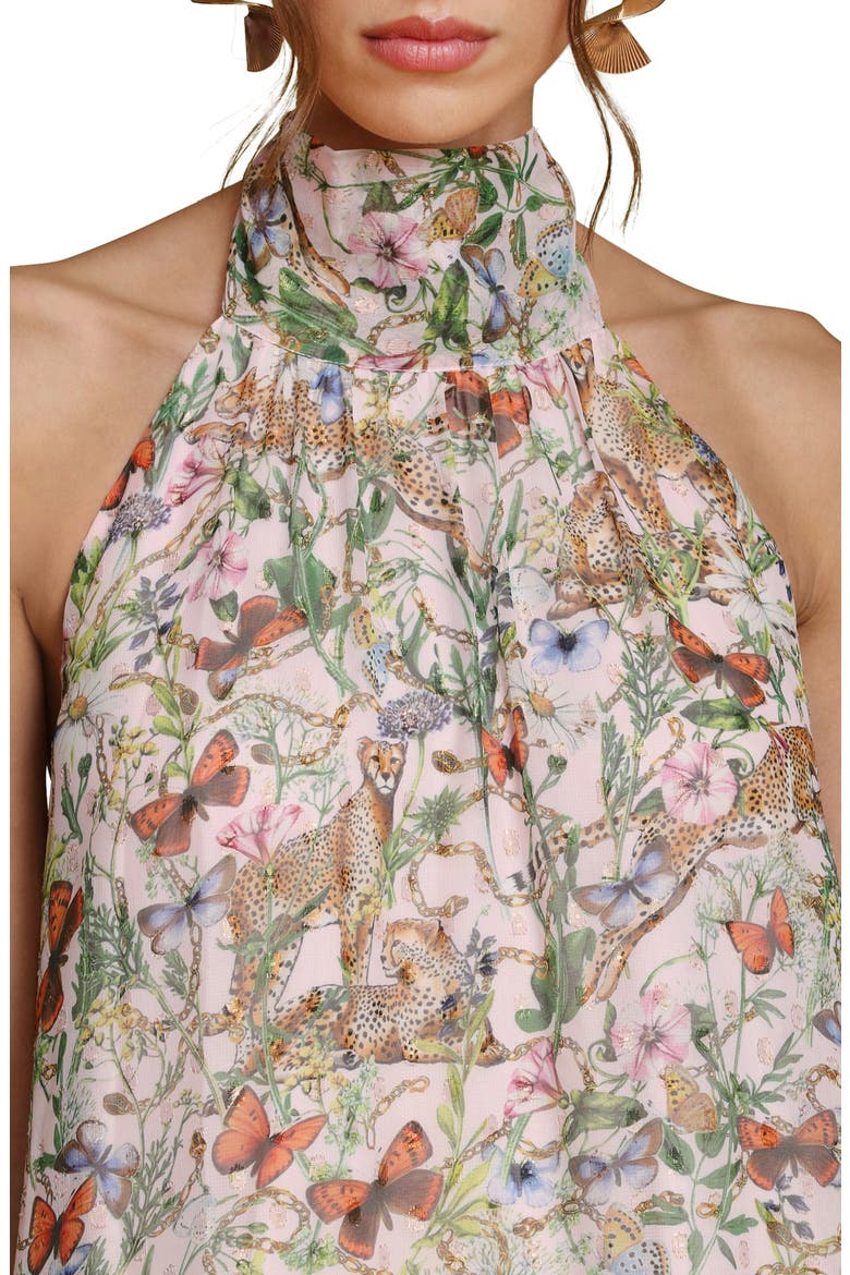 Floral Sleeveless Halter Dress, Alternate, color, PINK/ CHEETAH MULTI
