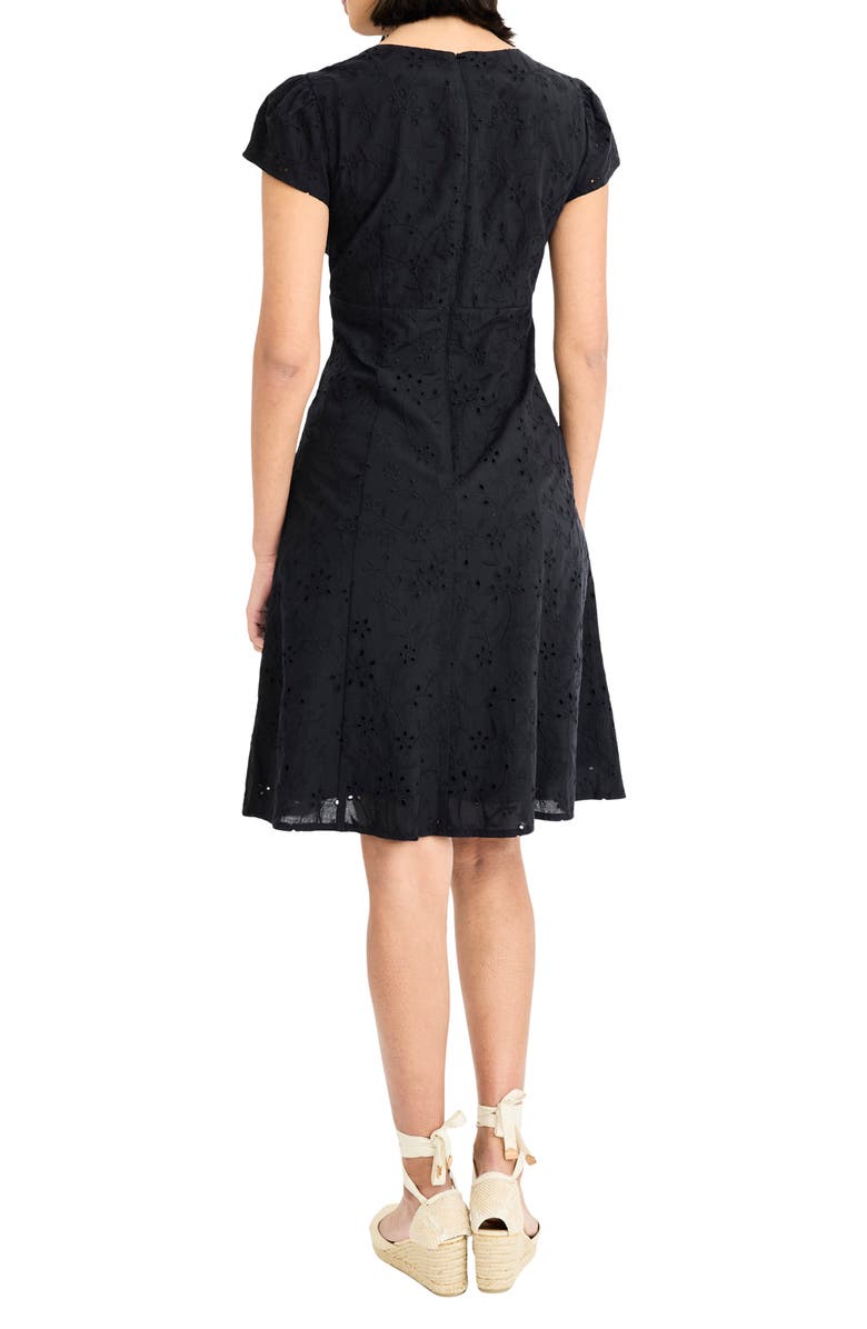 Maggy London Cap Sleeve Eyelet Minidress, Alternate, color, Black