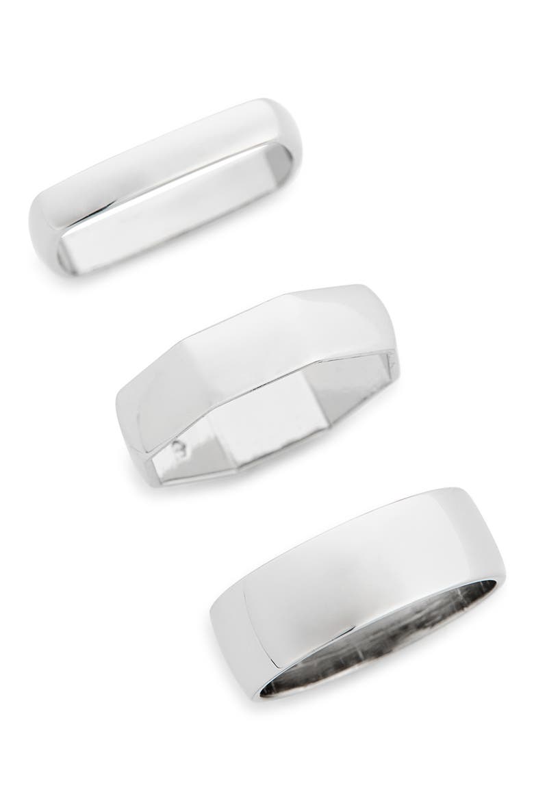 Set of 3 Assorted Stacking Rings, Main, color, RHODIUM