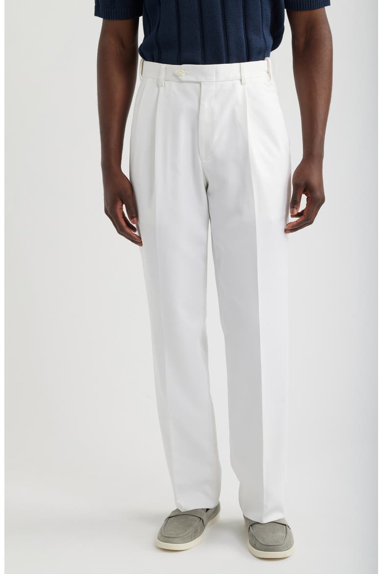 Pleated Twill Pants, Main, color, WHITE