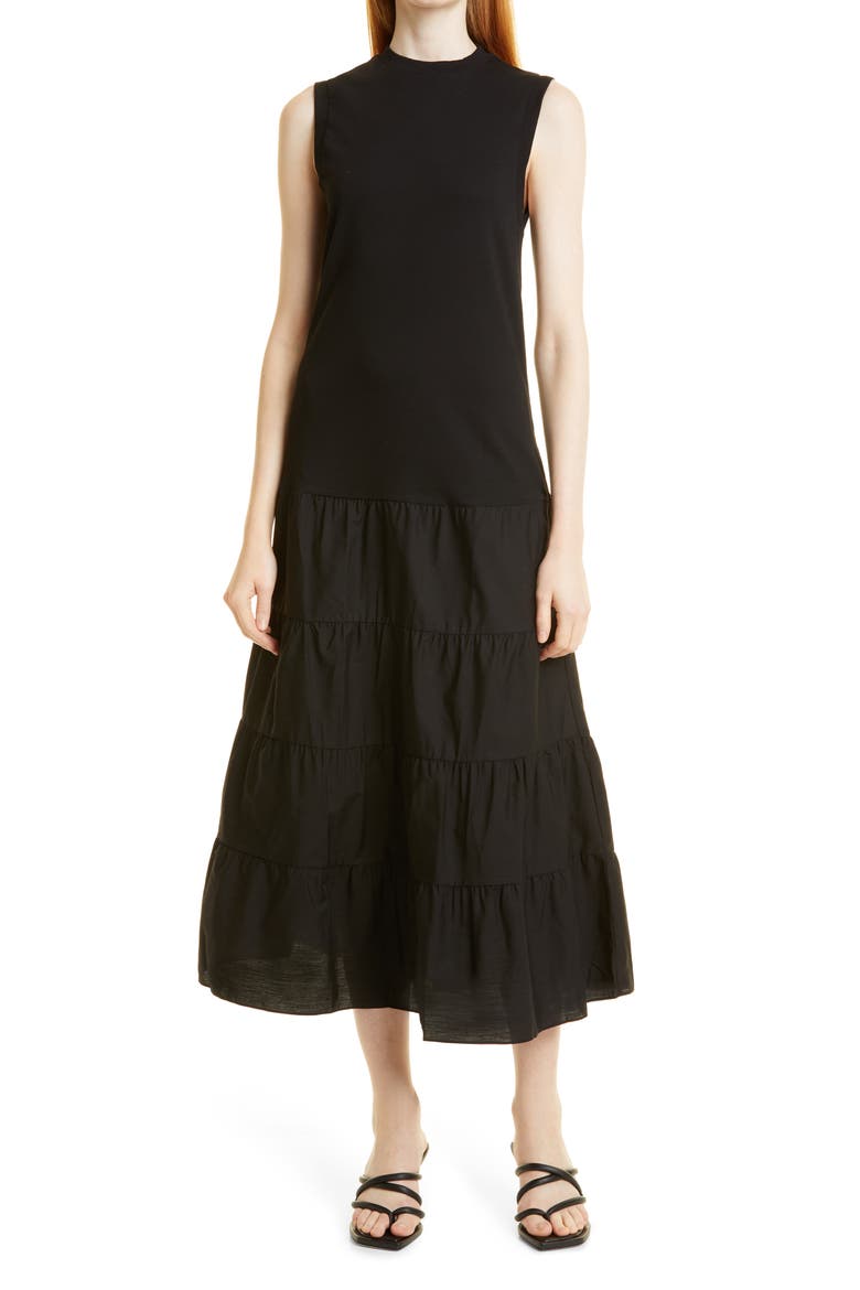 Sleeveless Tiered Maxi Dress, Main, color, BLACK