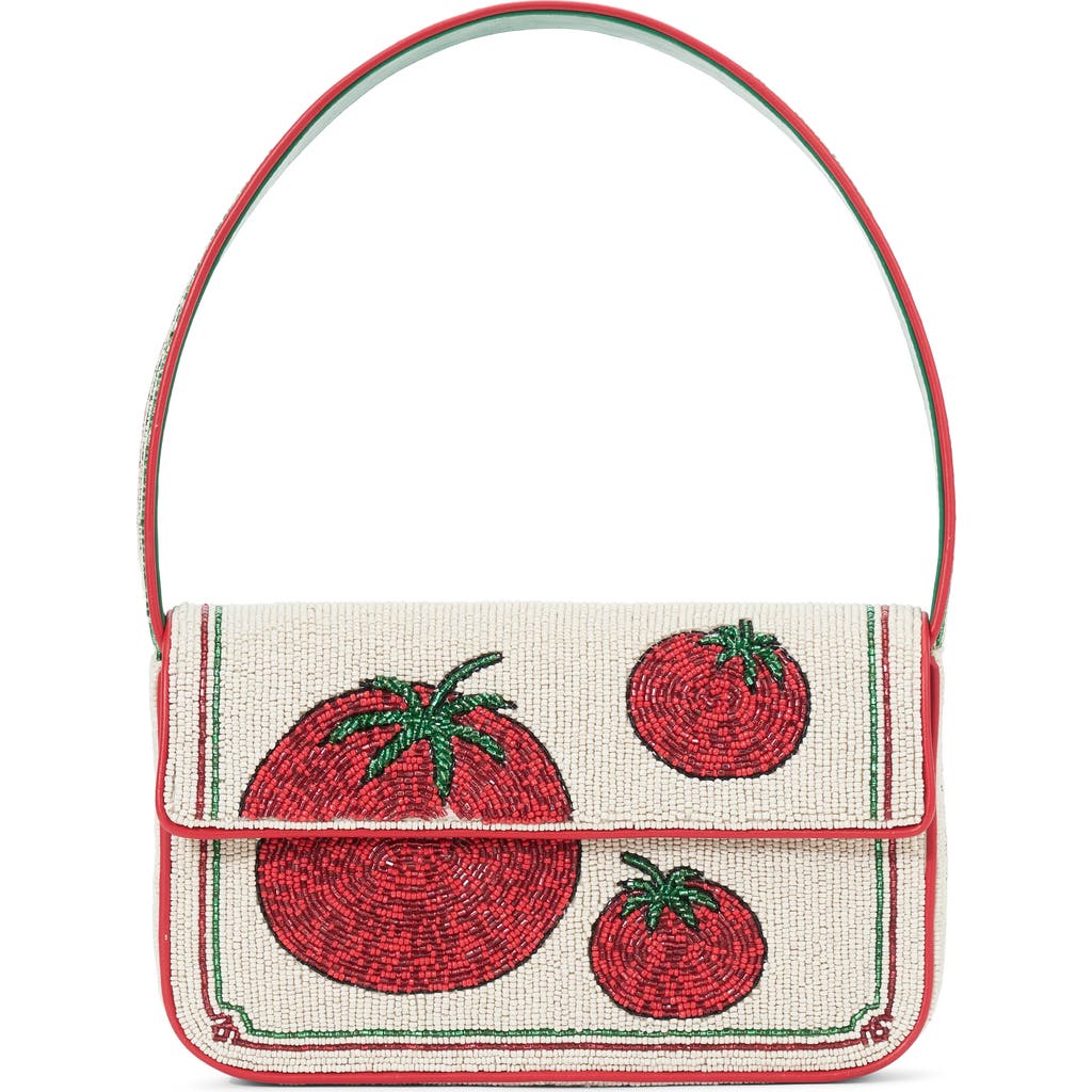 Staud Tommy Beaded Shoulder Bag In Tomato