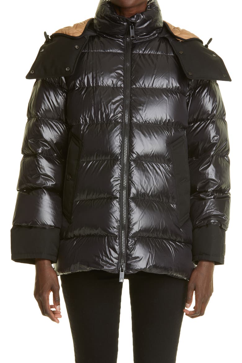 Tansley Quilted Down Puffer Jacket with Removable Hood, Main, color, BLACK