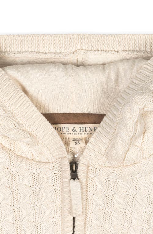 Hope & Henry Kids' Organic Long Sleeve Full Zip Hooded Sweater With Elbow Patches In Neutral
