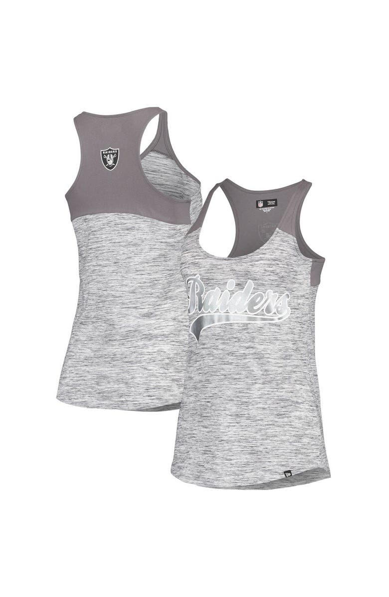 New Era Women's New Era Silver/Black Las Vegas Raiders Space Dye Racerback Scoop Neck Tank Top, Main, color, Silver