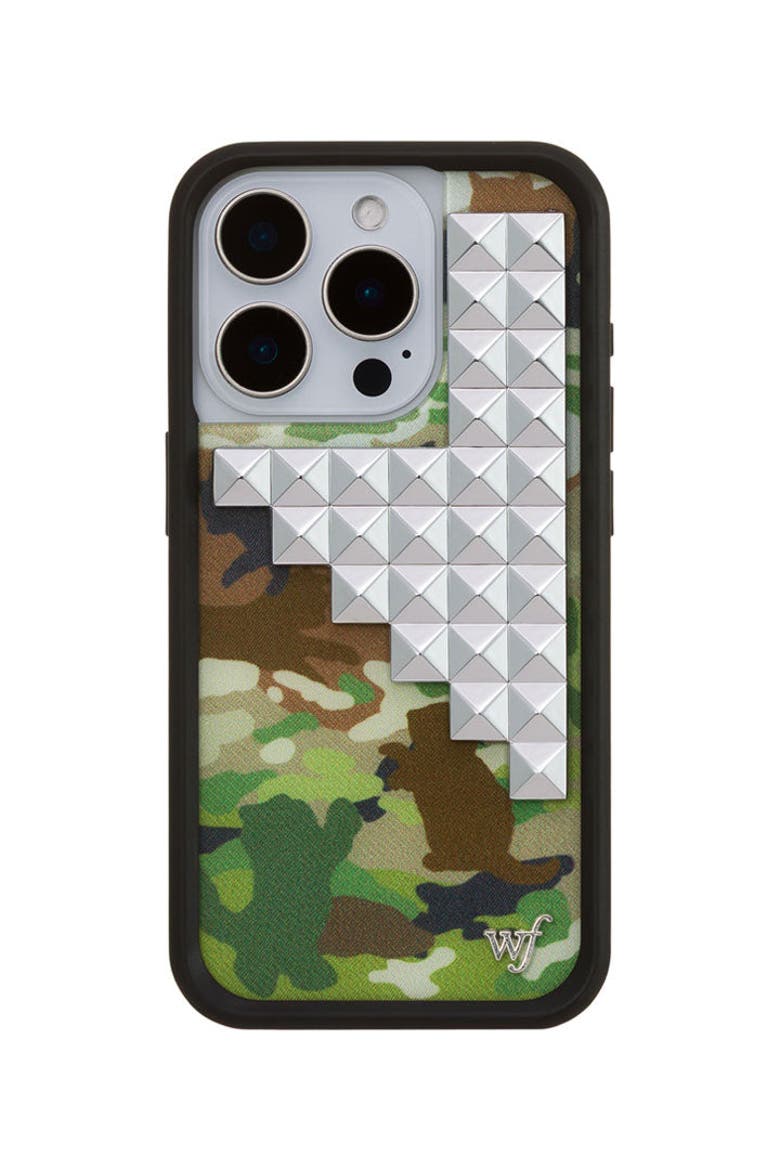 Cat Camo Stud iPhone Case, Alternate, color, Green