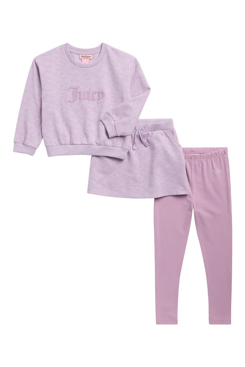 Kids' 3-Piece Sweatshirt, Skirt & Leggings Set, Main, color, LIGHT PURPLE