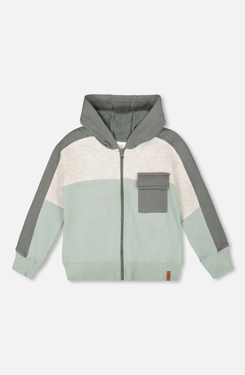 Deux par Deux Full Zip Fleece Color Block Sweatshirt, Main, color,