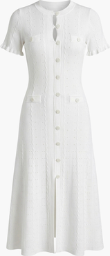 Modenaire Button Front Knit Short Sleeve Midi Dress