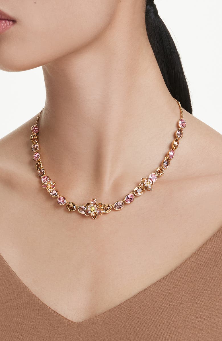 Swarovski Idyllia Crystal Flower Bracelet, Alternate, color, Gold/ Multi