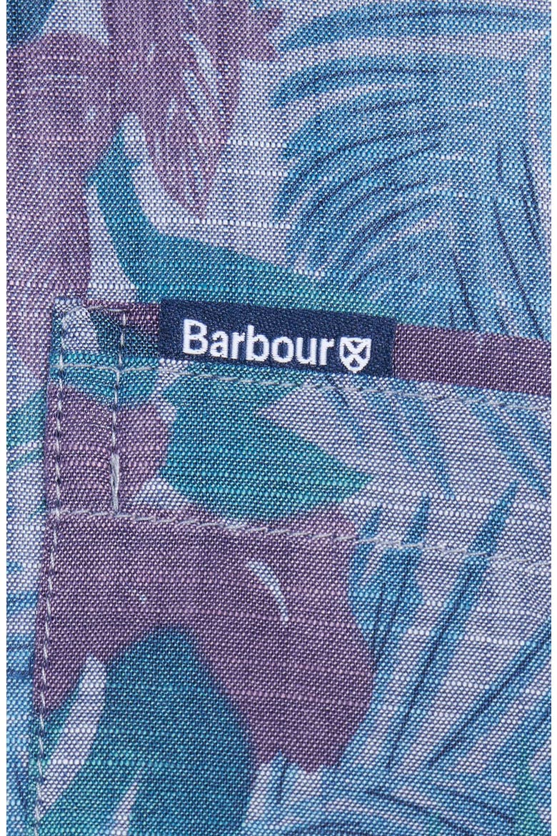 Men's Dunford Leaf Print Short Sleeve Chambray Button-Up Shirt, Alternate, color, BLUE