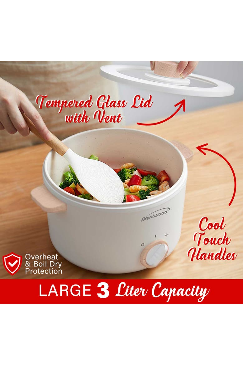 3 Liter Multi-Function Electric Hot Pot Cooker in White, Alternate, color, White