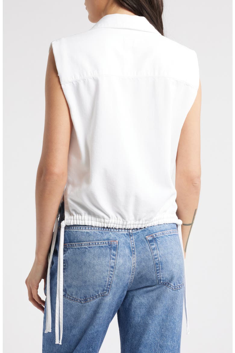 Fiona Tie Hem Sleeveless Cotton Blend Top, Alternate, color, OPTIC WHITE