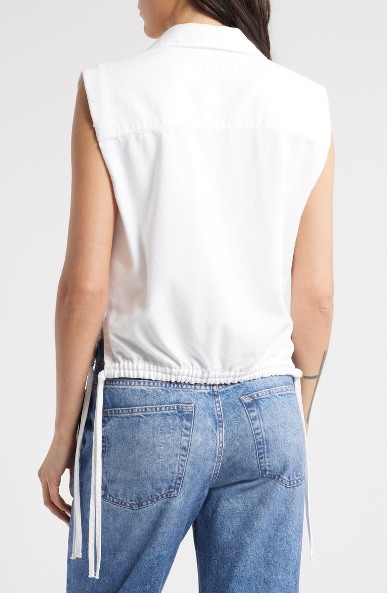 rag & bone Fiona Tie Hem Sleeveless Cotton Blend Top, Alternate, color, Optic White