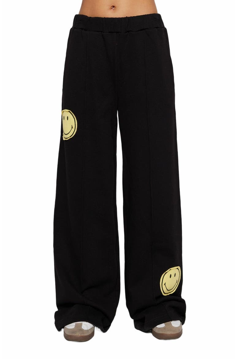 Smiley Straight Leg Pants, Main, color, BLACK