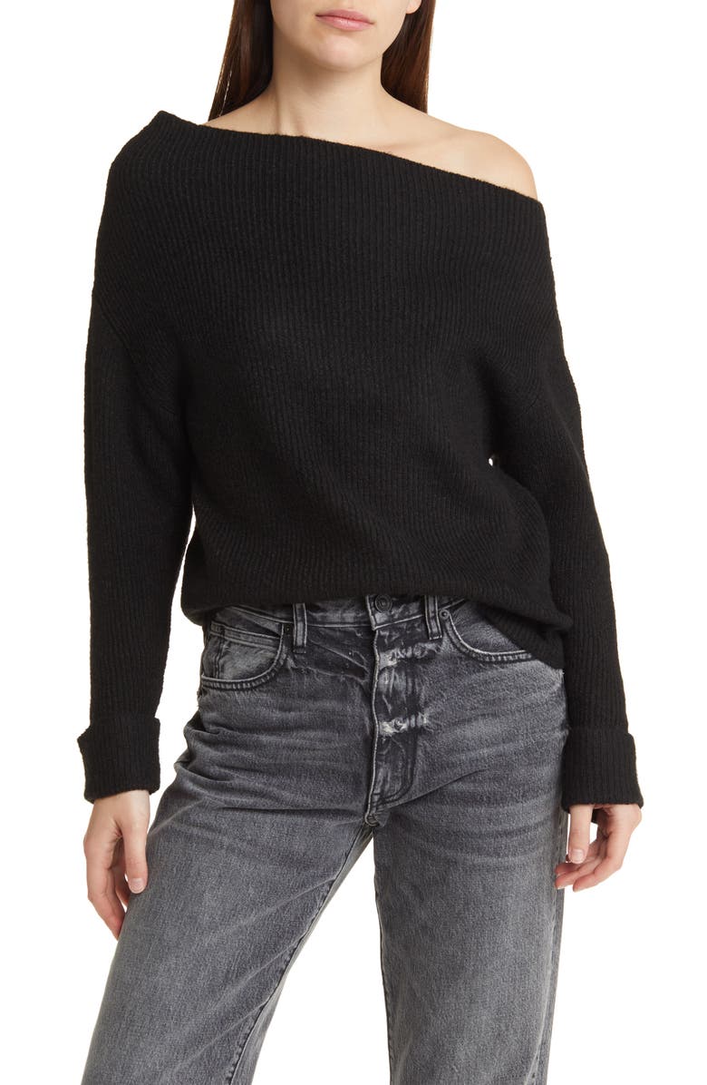 Treasure & Bond One-Shoulder Rib Sweater, Main, color,